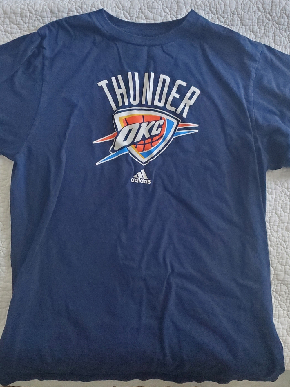 adidas Navy OKC Thunder Graphic Tee with Multicolor Logo